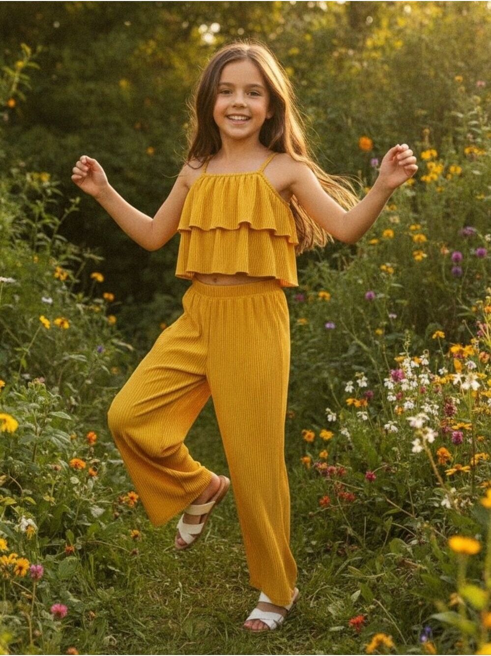 Jolie & Joy Girl's Yellow Outfit Size Medium Polyester NWT - Picture 8 of 8